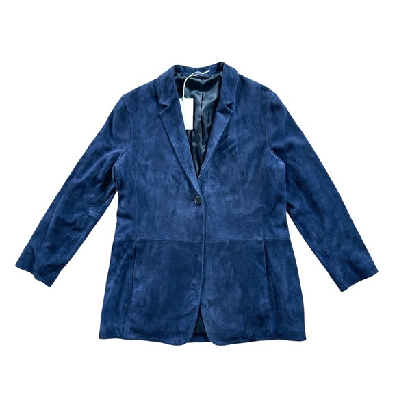 NWT COS Deep Blue Suede Single-Breasted Blazer - Picture 1 of 9